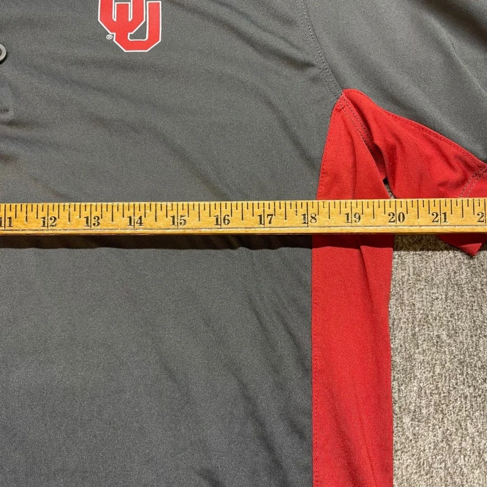 Oklahoma Sooners OU Nike Dri Fit Polo Shirt Mens Medium Gray Red Golf Athletic